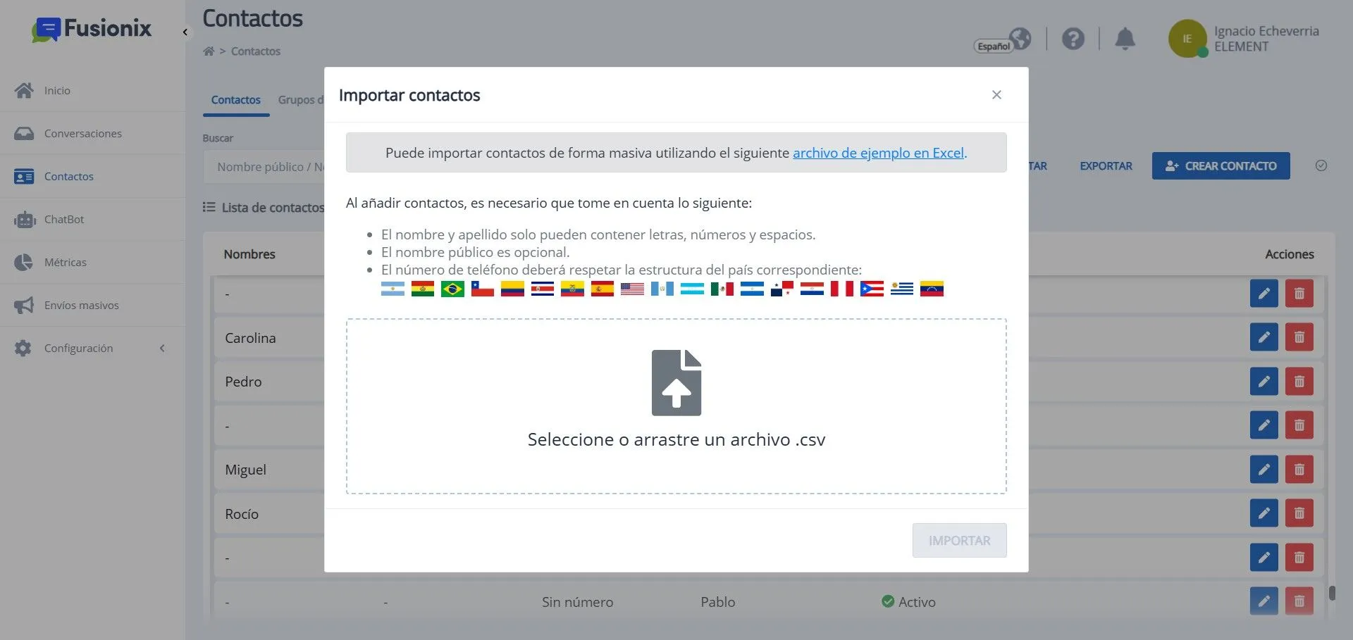 Módulo Contactos