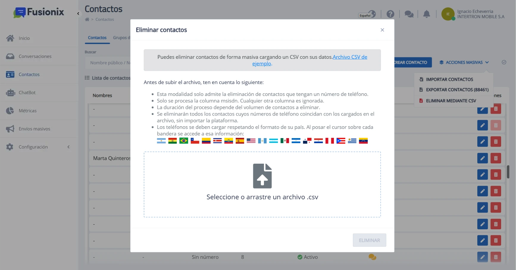 Módulo Contactos