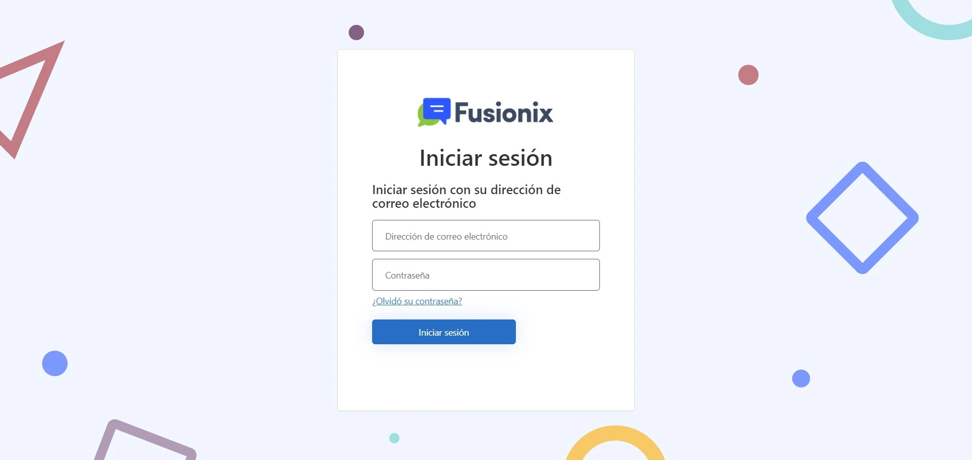 Pantalla inicio de sesión