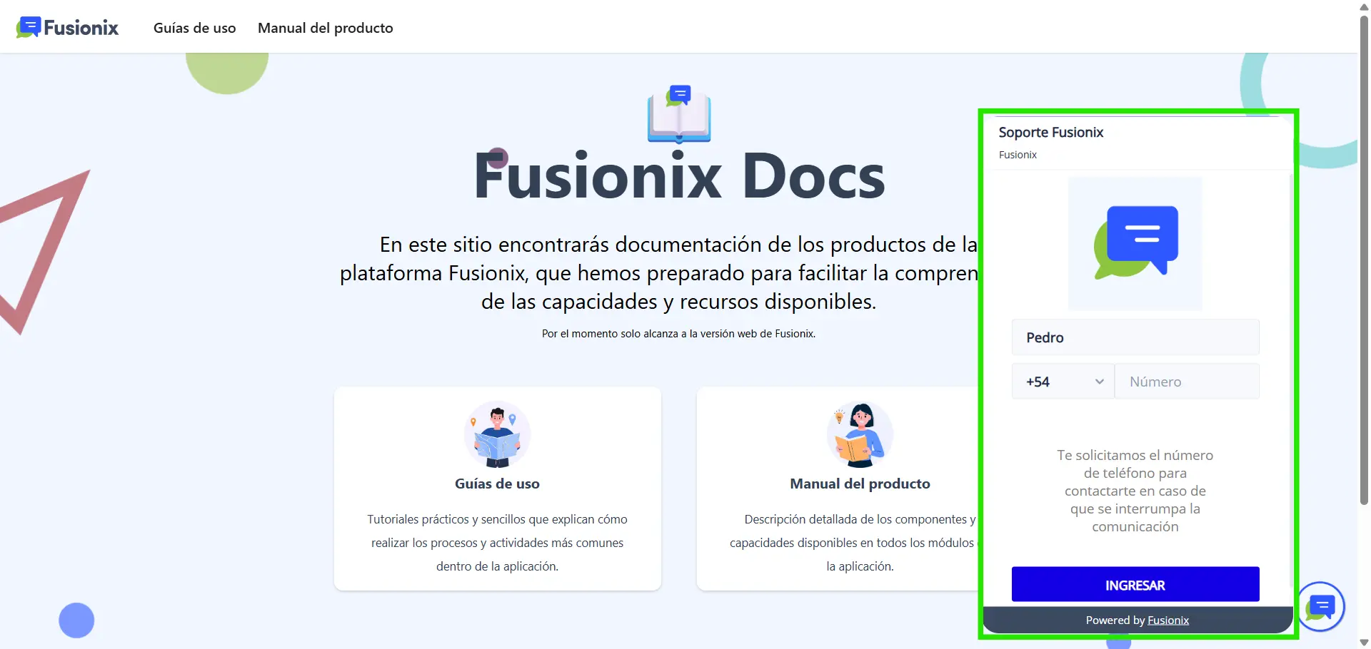 Ventana de chat flotante en página web